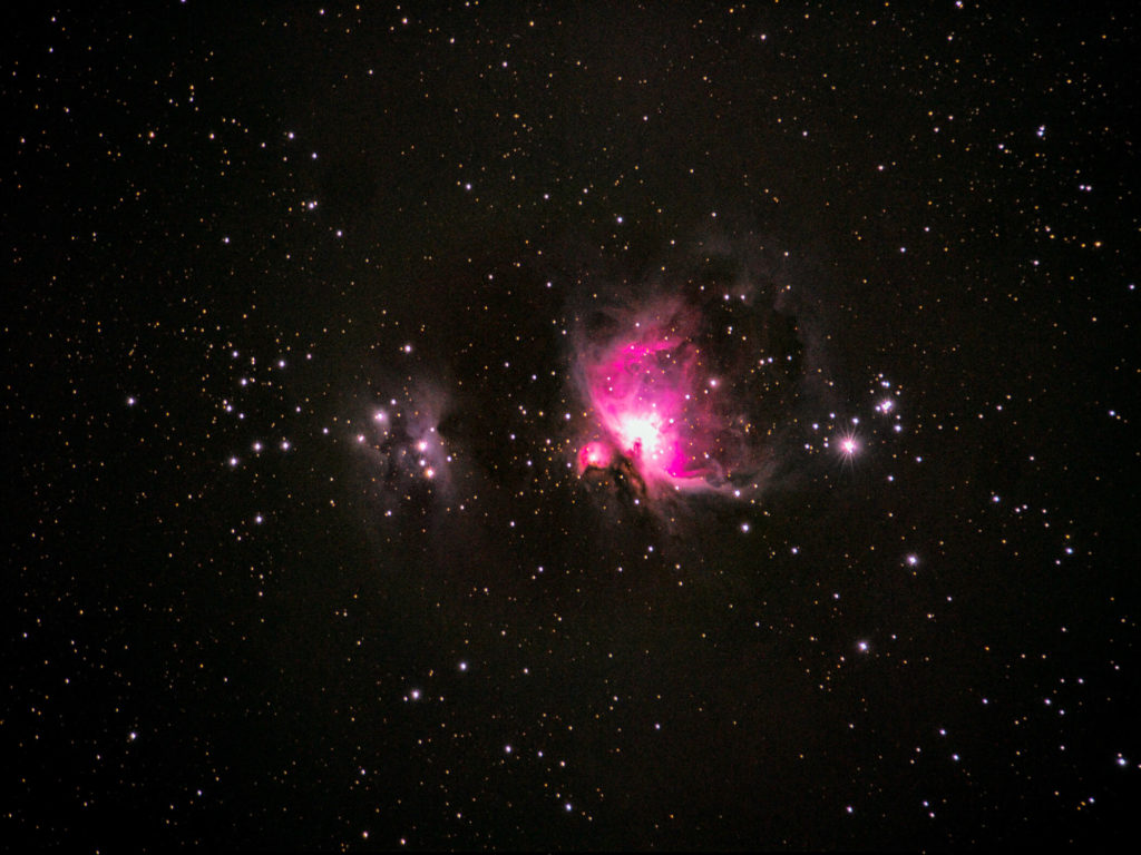 Nebulosa M42, o Nebulosa de Orión - Andrés Magai - Lumix G9, F5.9, V40 seg, Iso 1250, Lumix 100-400 a 350mm, con montura motorizada