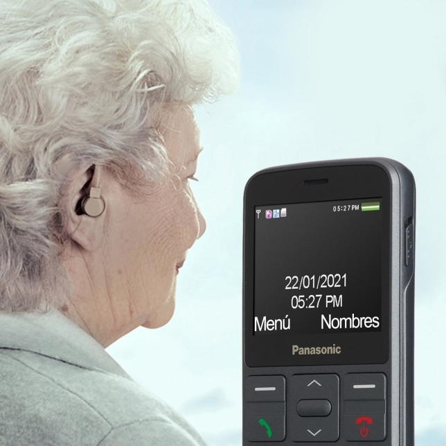 Teléfono móvil KX-TU160 compatible con audífonos